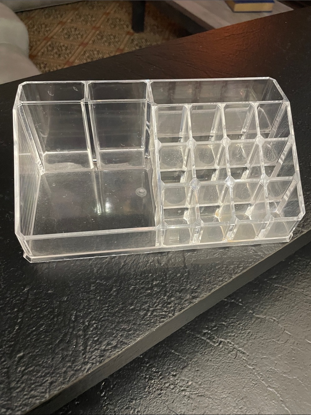 Make up organizer. Multiple slots of varying sizes. 8 x 5